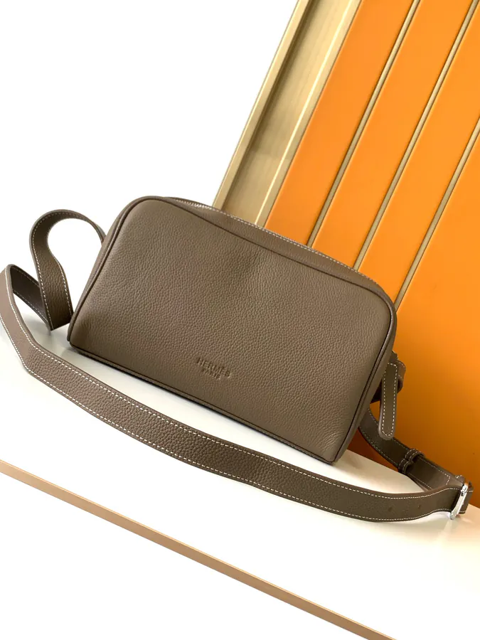 Ema Bucket Bag in Khaki Premium Full Grain Calfskin