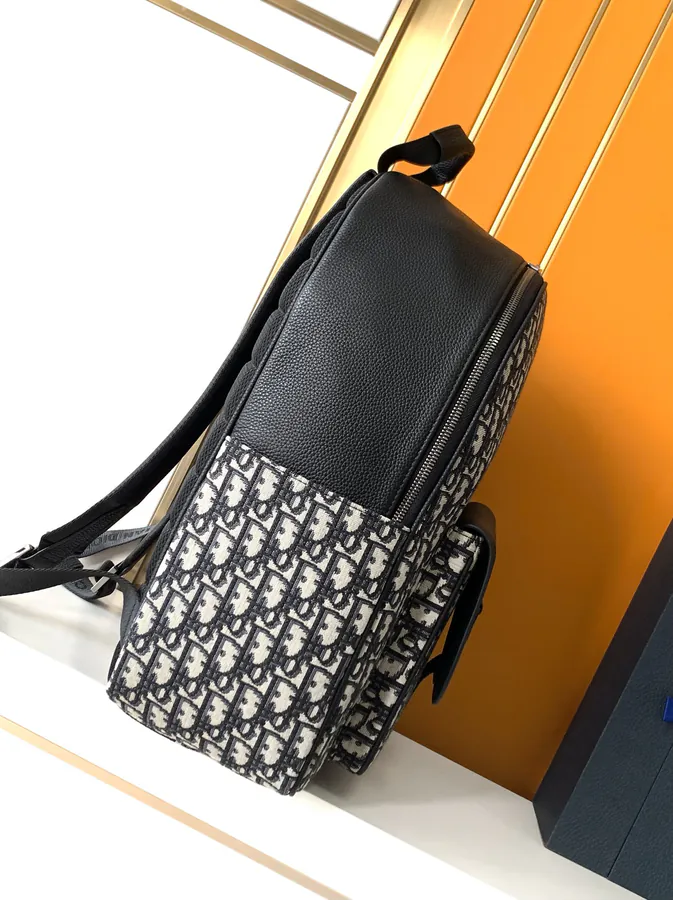 Blue D 212 Backpack Premium Leather and Waterproof Fabric