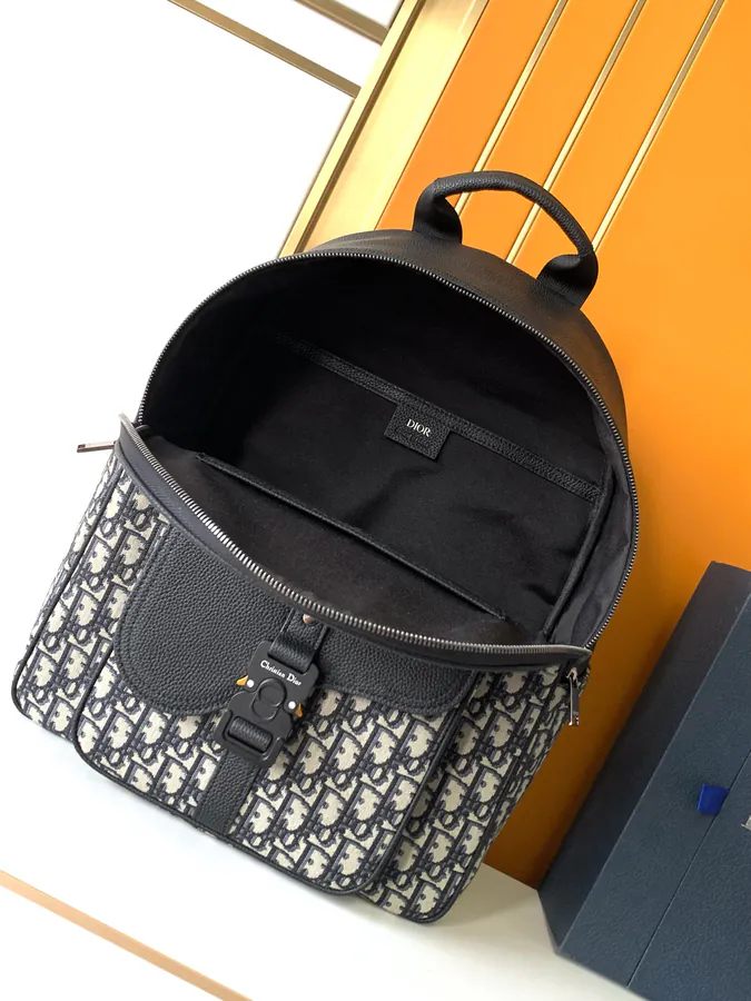 Blue D 212 Backpack Premium Leather and Waterproof Fabric