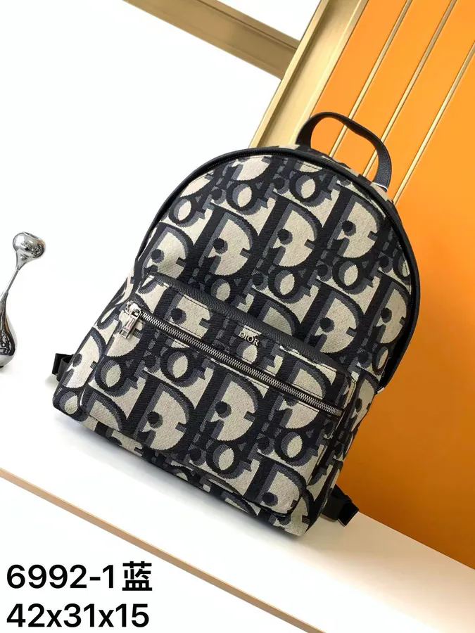D'Or Saddle Backpack Blue, Luxurious Grained Calfskin