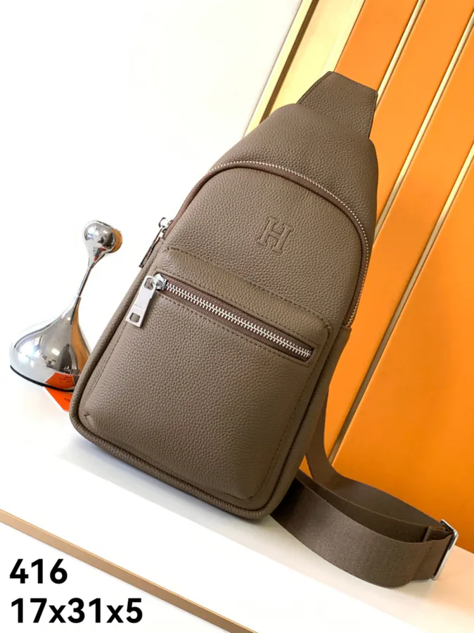 Original 416 Khaki Premium Full Grain Calfskin Top Chest Bag