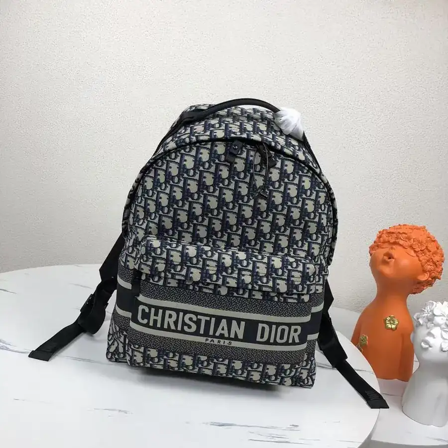 Cristian PARIS Travel Backpack with Blue Oblique Pattern