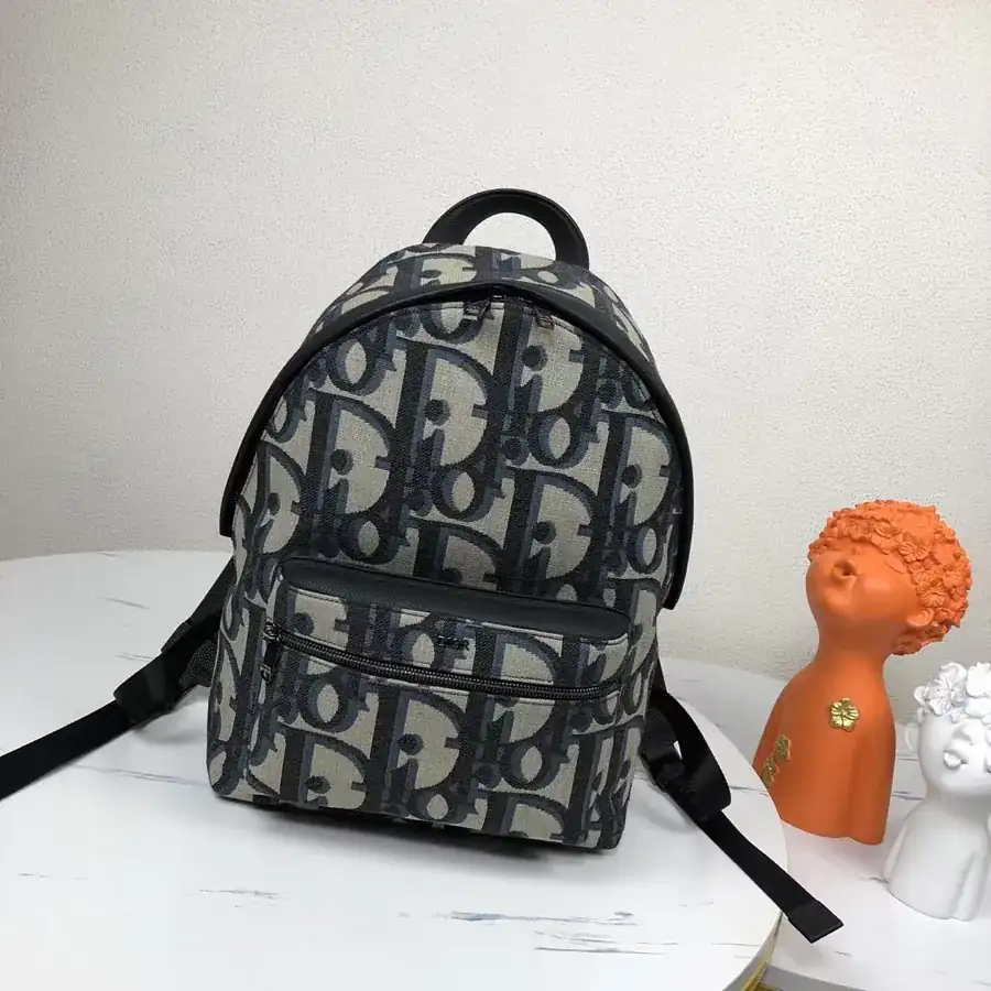 Rider Bucket Bag in Apricot with Maxi Dior Oblique Pattern