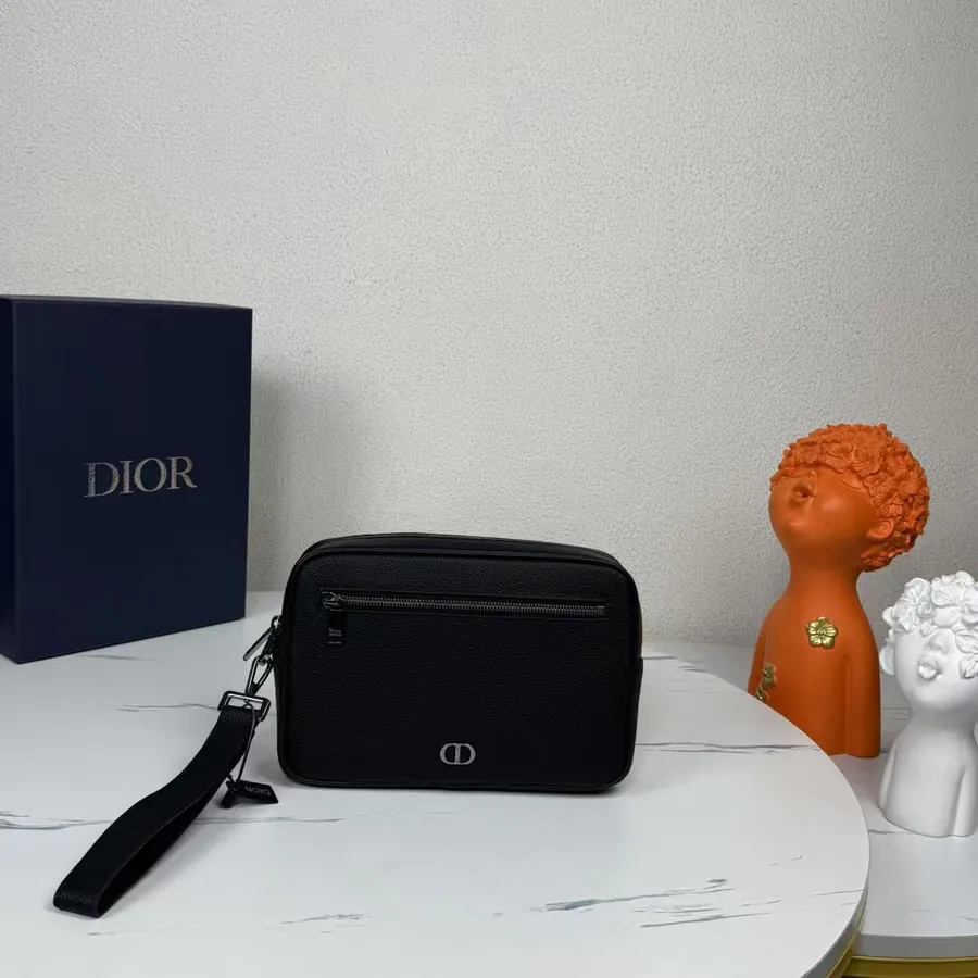 Dior CD Icon Travel Bag Black Grained Calfskin