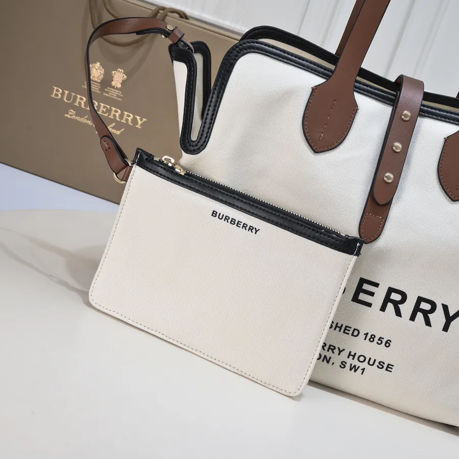 B House The Belt Shopping Bag with Cotton Canvas and Leather