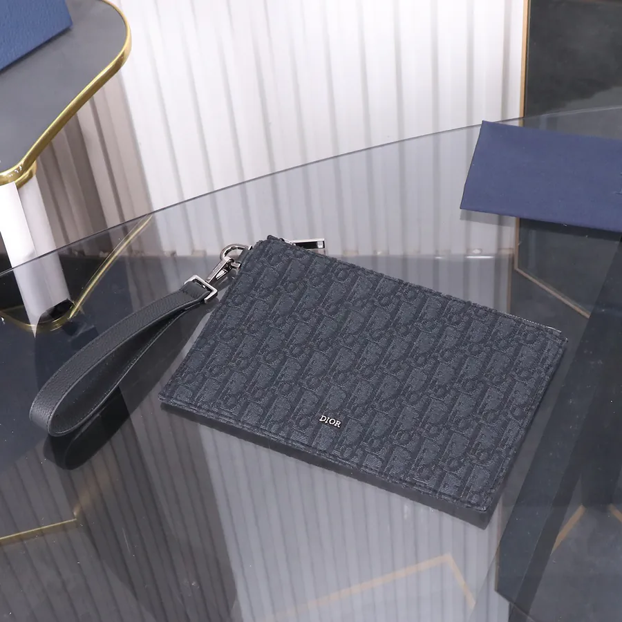 Dior Oblique A5 Clutch Simple Design with Signature Decor