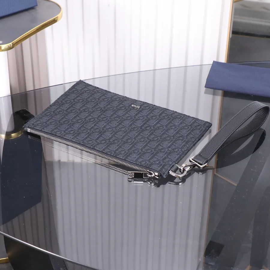 Dior Oblique A5 Clutch Simple Design with Signature Decor