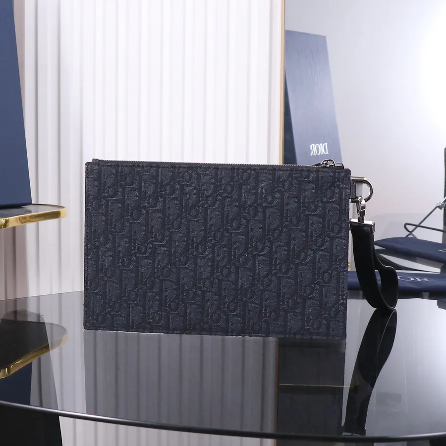 Dior Oblique A5 Clutch Simple Design with Signature Decor
