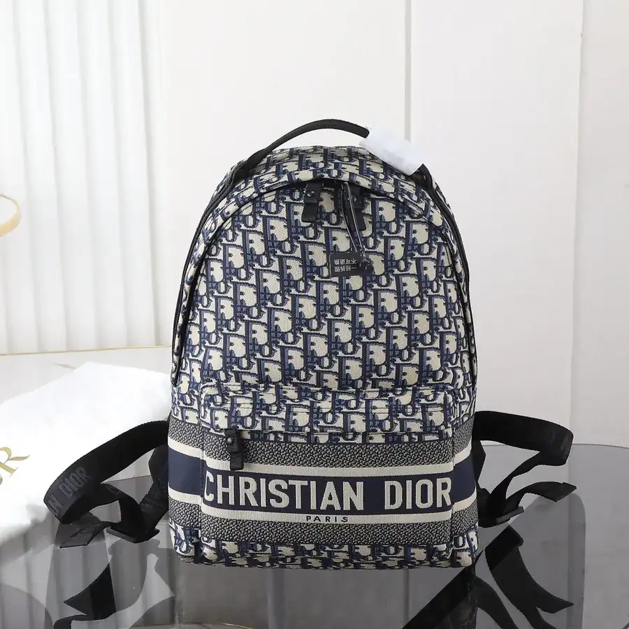 Dior House Travel Backpack with Blue Oblique Technical Jacquard