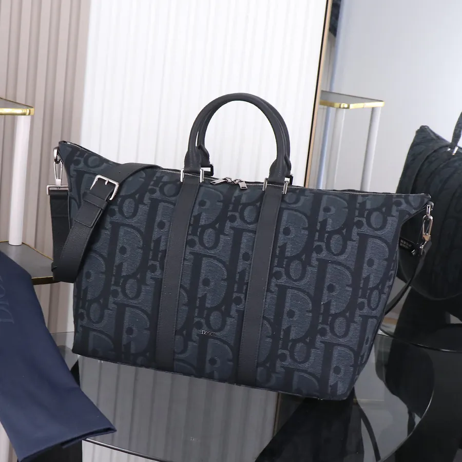 Dior Weekender 40 Bag Black Grained Calfskin