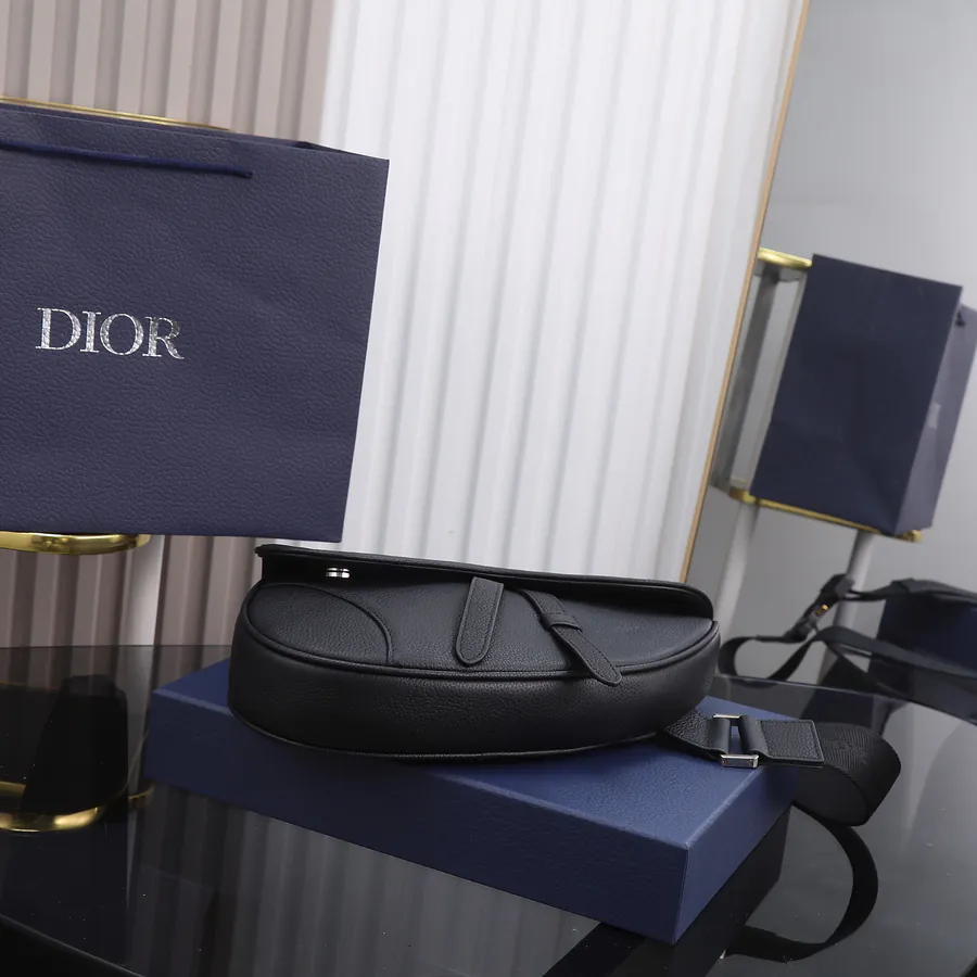 Dior Saddle Bag Black Grained Calfskin