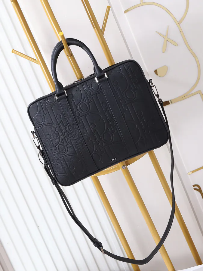 Dior Zip Briefcase with Gravity Print Classic Elegance