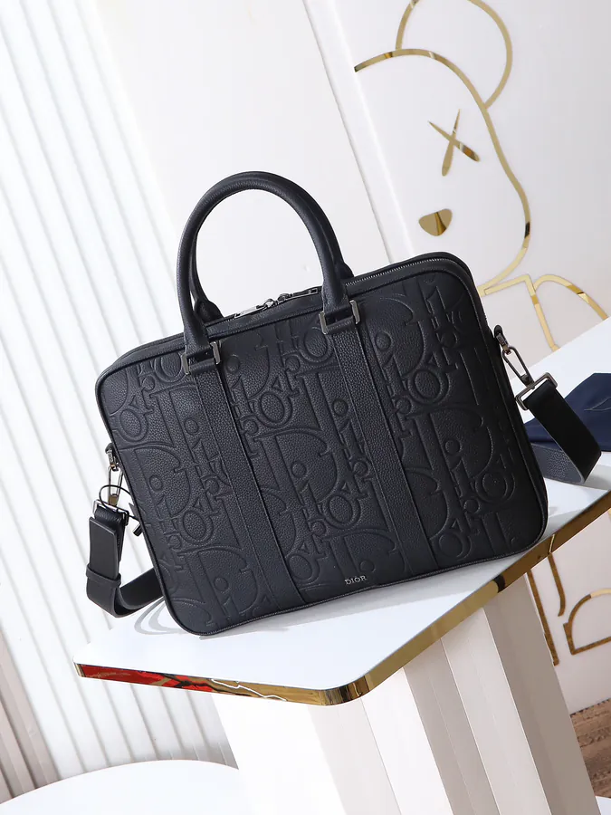 Dior Zip Briefcase with Gravity Print Classic Elegance