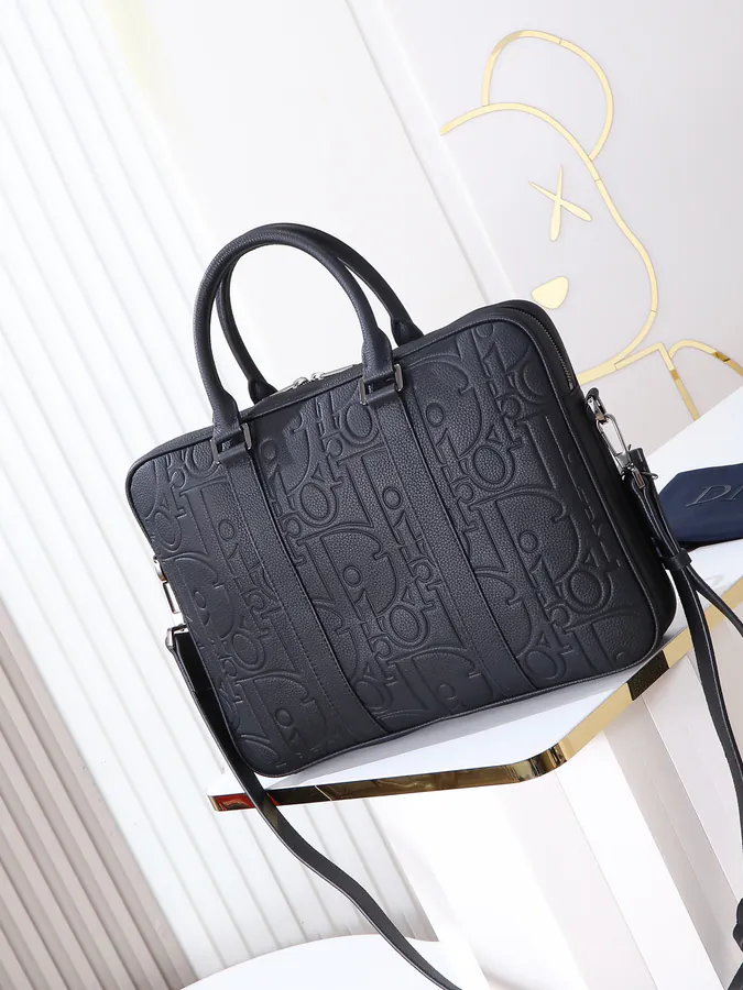 Dior Zip Briefcase with Gravity Print Classic Elegance