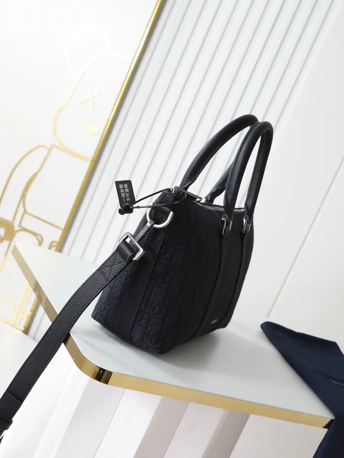 Dior Weekender 25 Handbag Black Grained Calfskin