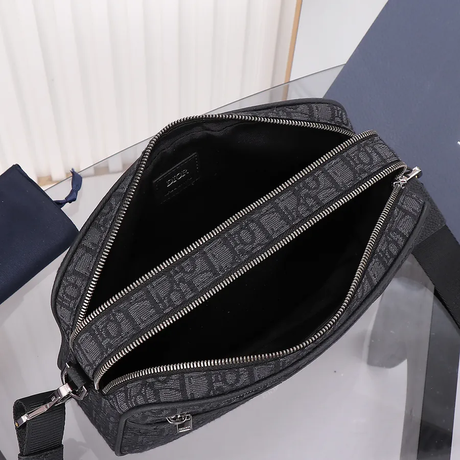 Safari Max Messenger Bag Black Grained Calfskin