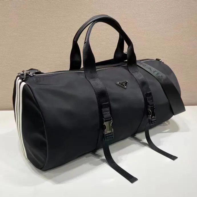 Ad and Pd Collaboration Travel Bag with Saffiano Leather and Re Nylon