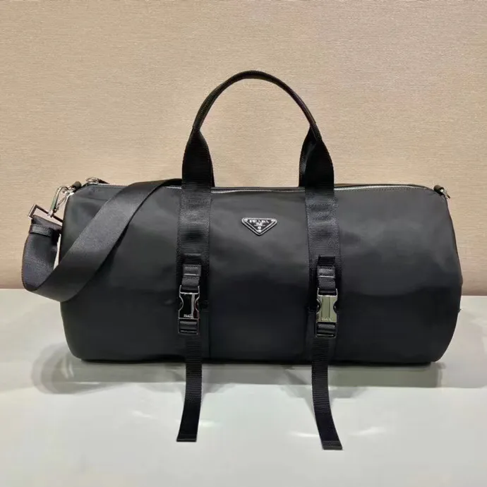 Ad and Pd Collaboration Travel Bag with Saffiano Leather and Re Nylon