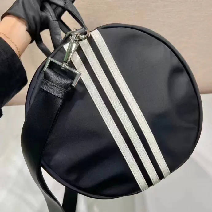 Ad and Pd Collaboration Travel Bag with Saffiano Leather and Re Nylon