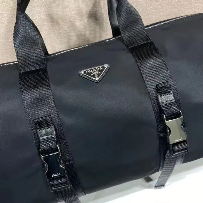 Ad and Pd Collaboration Travel Bag with Saffiano Leather and Re Nylon