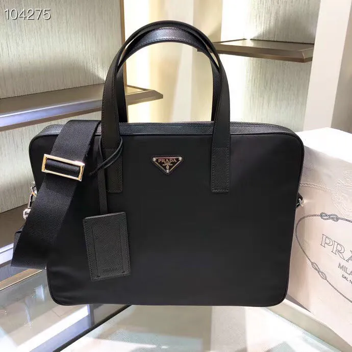 PRADA 2020 New Nylon Briefcase with Saffiano Leather
