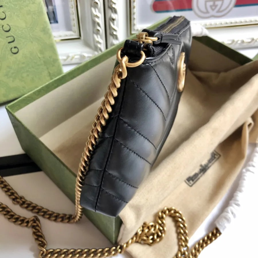 G Brand Chain Bag Premium Edition, Grained Calfskin, GG Logo, Classic Style