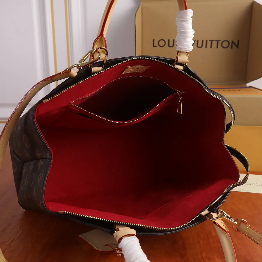 Petit Palais Tote Bag with Monogram Canvas and Leather Trim