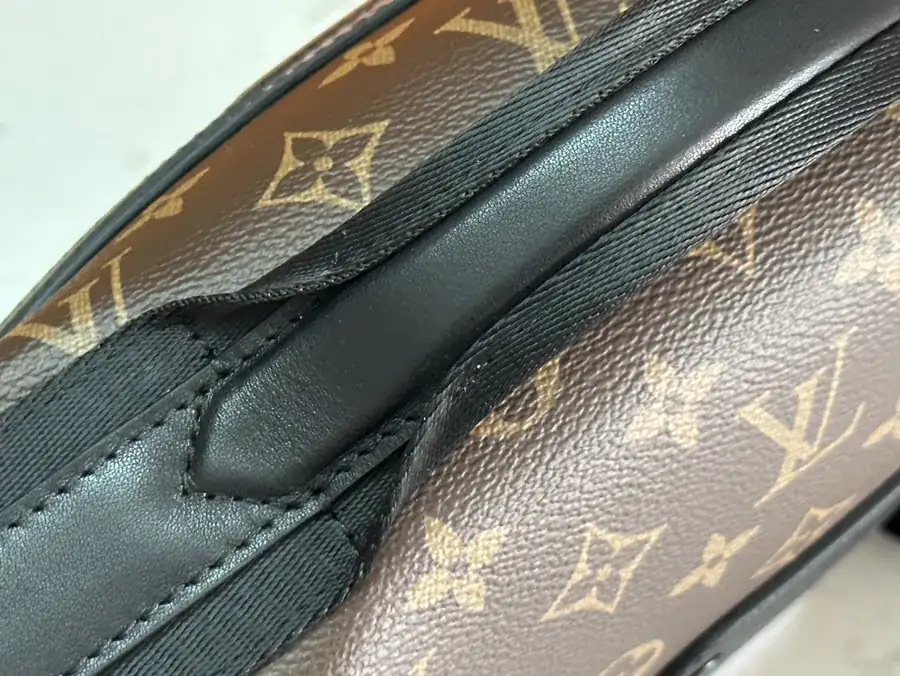 LV Trail Messenger Bag Classic Monogram Macassar Canvas with Leather Trim and Adjustable Strap