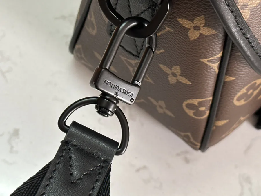 LV Trail Messenger Bag Classic Monogram Macassar Canvas with Leather Trim and Adjustable Strap