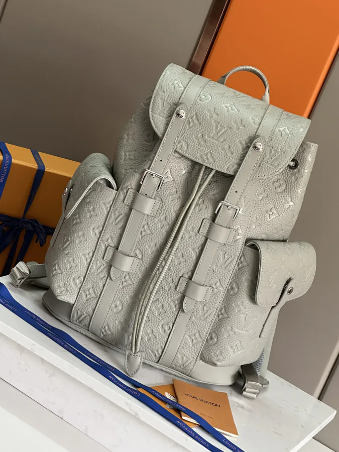 Christopher Small Backpack with Monogram Eclipse Reverse Canvas and Leather Trim