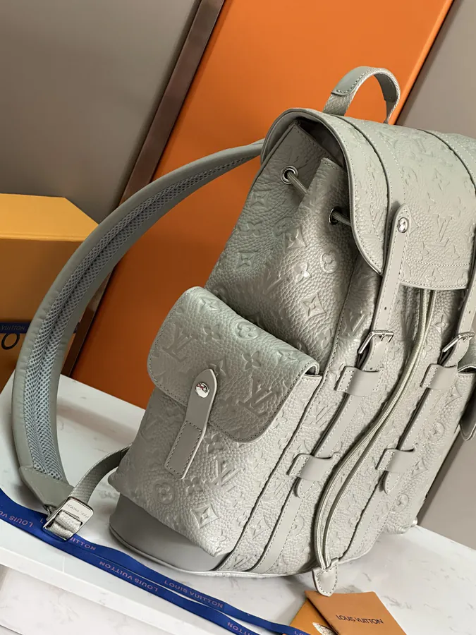 Christopher Small Backpack with Monogram Eclipse Reverse Canvas and Leather Trim