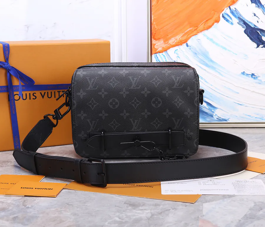Steamer Mail Bag New Classics Series, Monogram Eclipse Canvas, Leather Trim