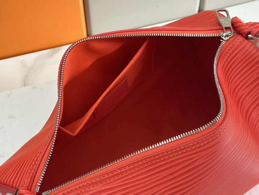 Aly Soft Polochon Handbag Epi XL Pattern, Orange