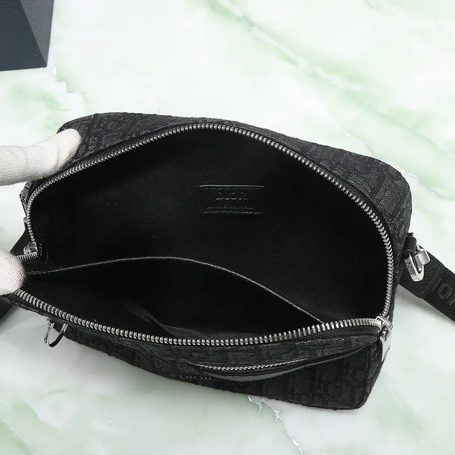 Safari Oblique Print Bucket Bag with Black Grained Leather Strap