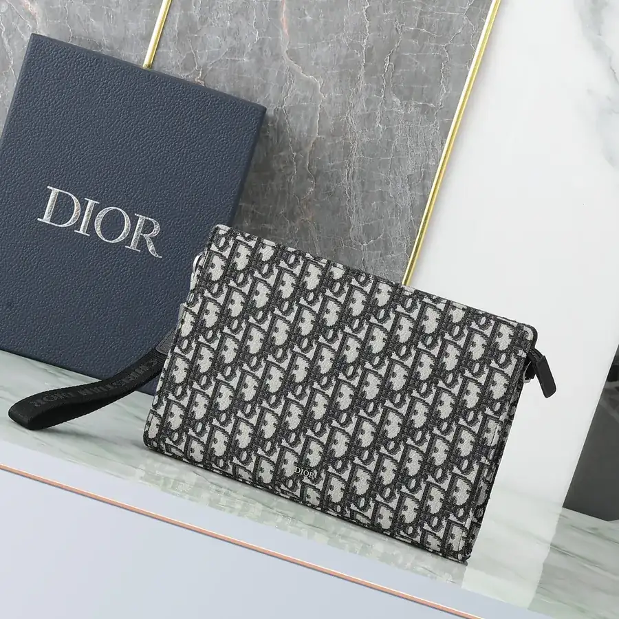 Dior Oblique Print Triangle Tote in Beige and Black