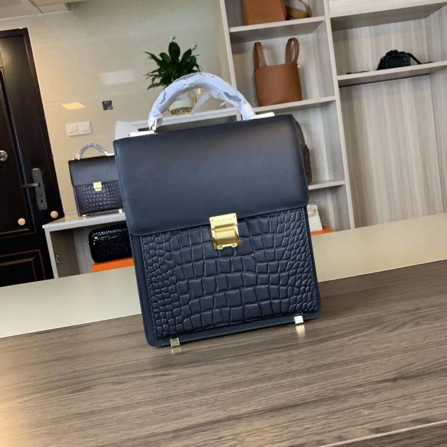 Mondaine Premium Grained Calfskin Password Lock Crossbody Bag