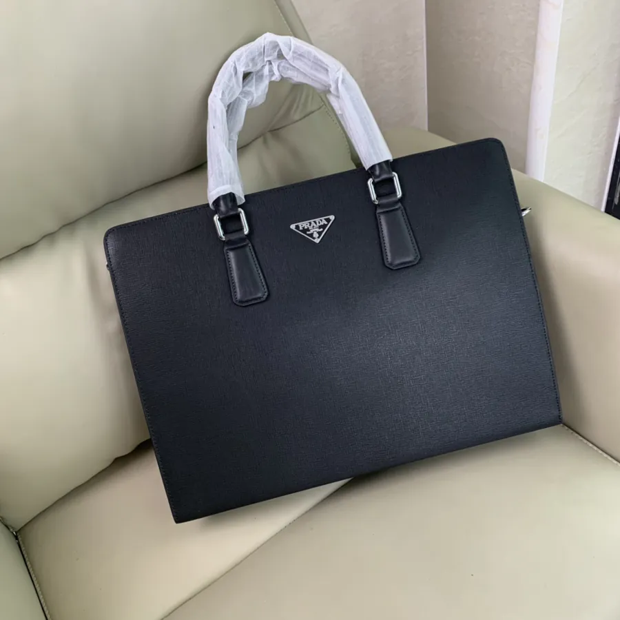 Prada Grained Calfskin Handbag 2023 Trendy Large Briefcase