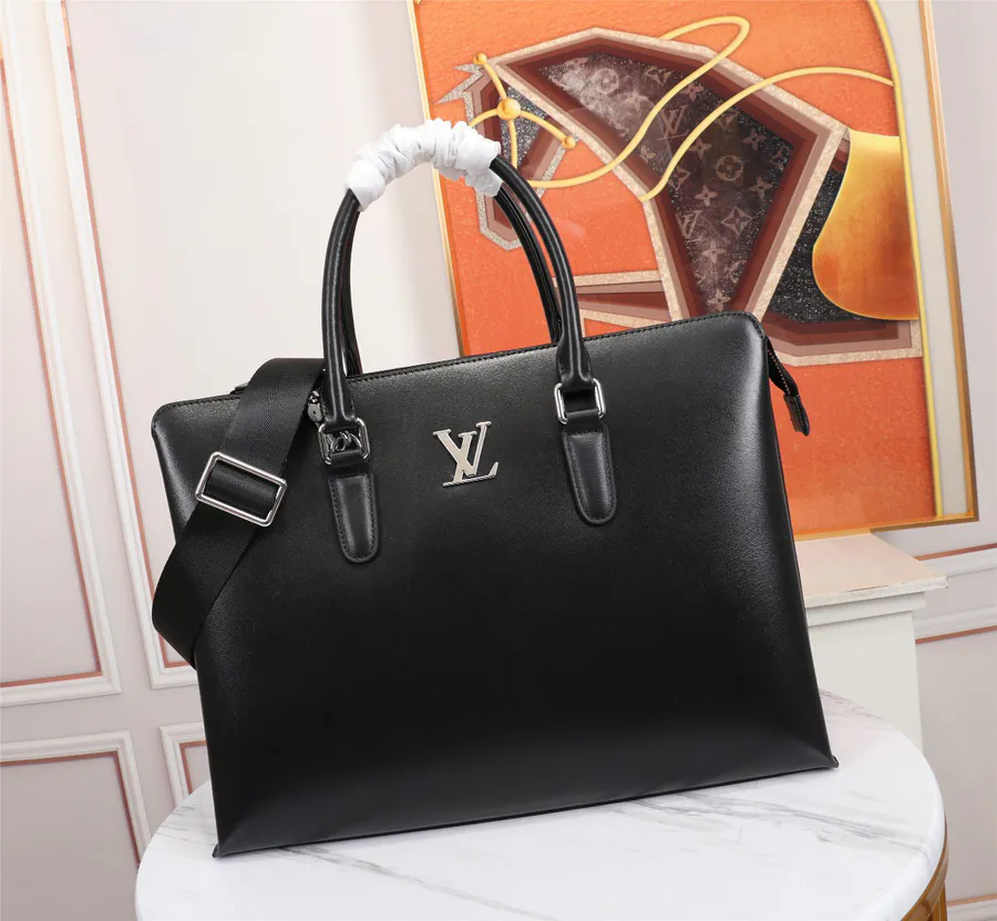 LV 2022 New Style Briefcase with European Calfskin and Adjustable Strap