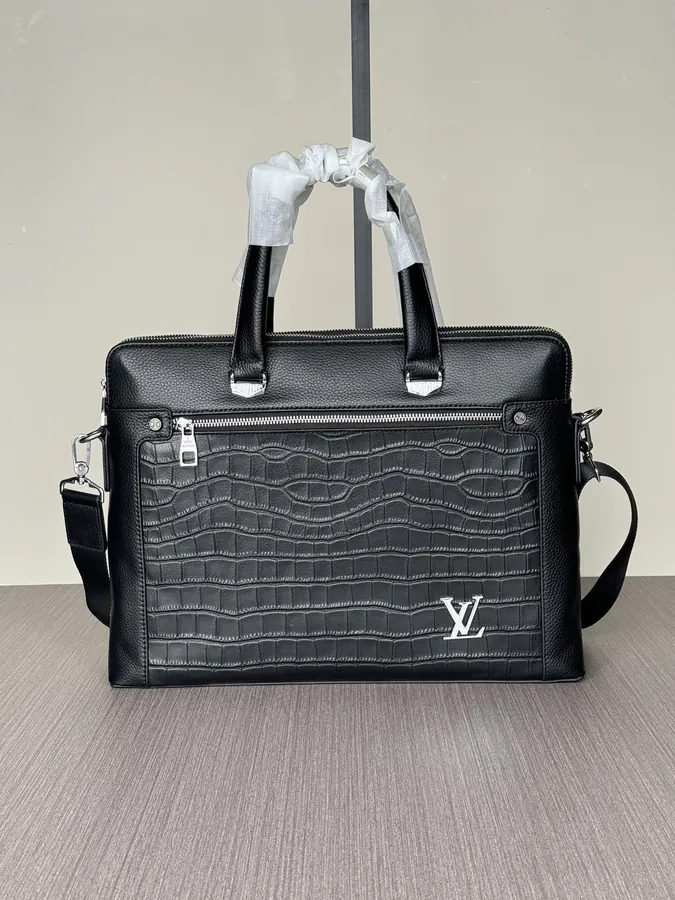 LV Double Zip Bucket Bag Premium Leather, Black, 9958 1