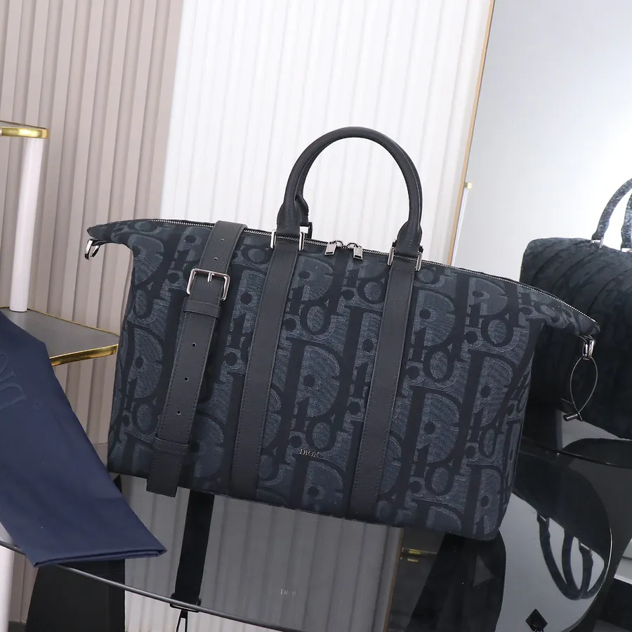 Dior Weekender 40 Bag Black Grained Calfskin