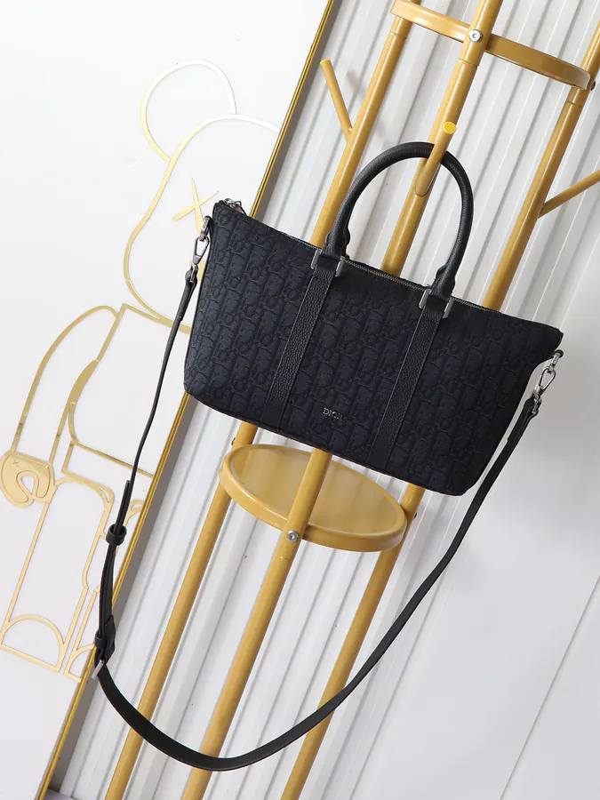 Dior Weekender 25 Handbag Black Grained Calfskin