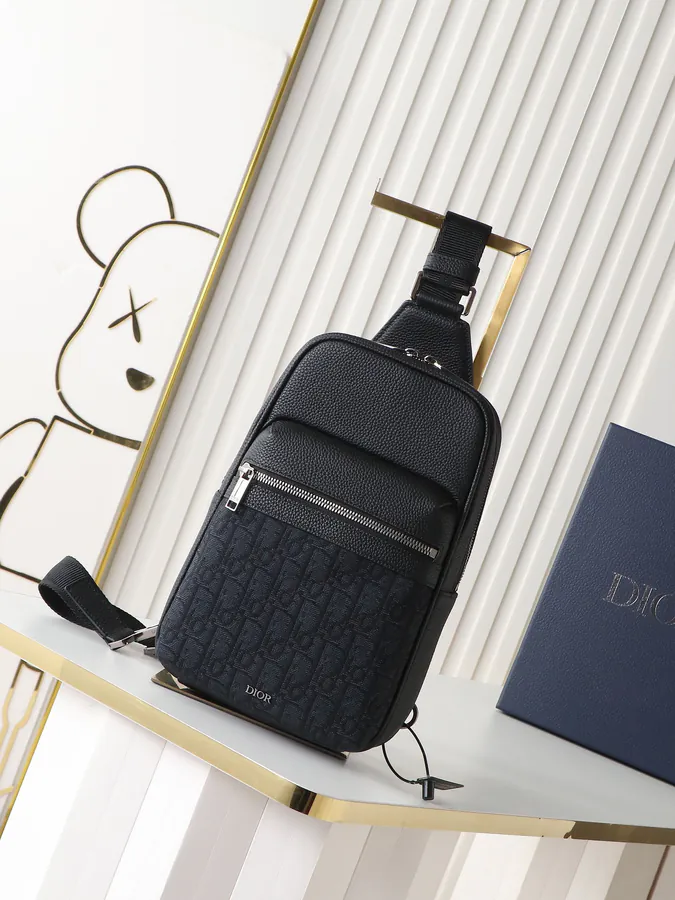 Rider 2.0 Sling Bag Black, Oblique Grained Calfskin
