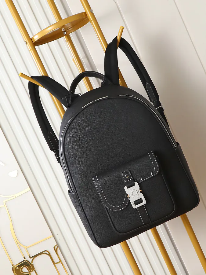 Saddle Zip Backpack Winter 2024 Collection, Black Grained Calfskin