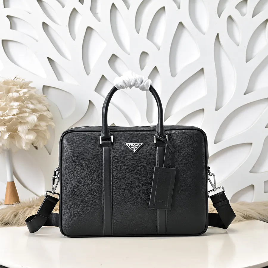 PRADA Men's Briefcase Premium Leather, Stylish and Versatile