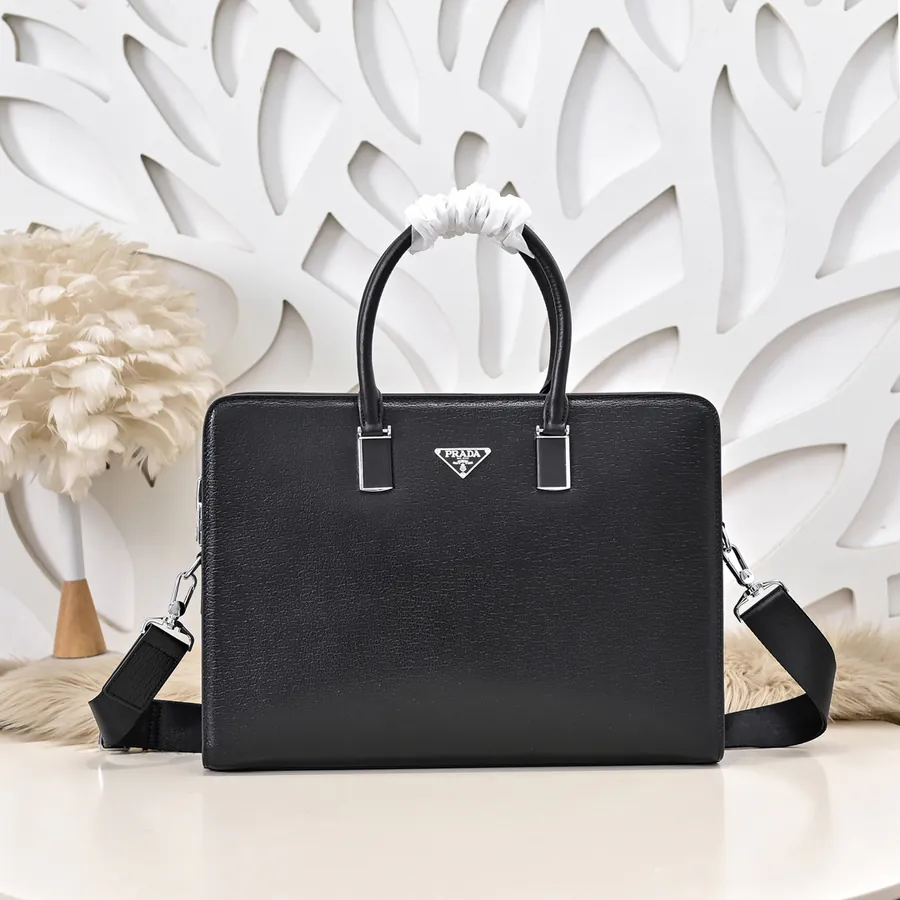 PRADA Men's Briefcase Premium Leather, Stylish and Durable