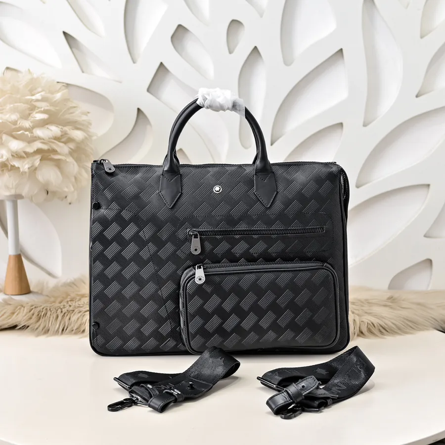MONT BLANC Men's Briefcase Premium Leather, Elegant Design