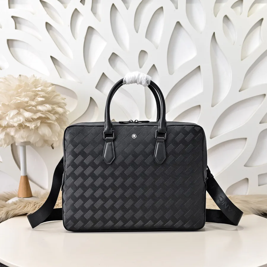 MONT BLANC Men's Briefcase Premium Leather, Elegant Design
