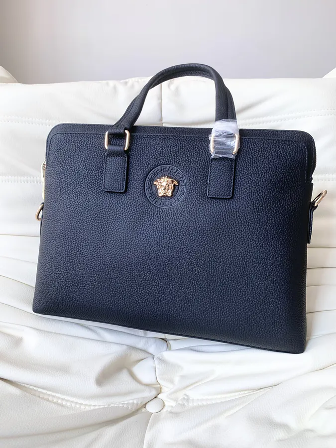 Versace 905 9 Men's Briefcase Premium Leather Crossbody Bag