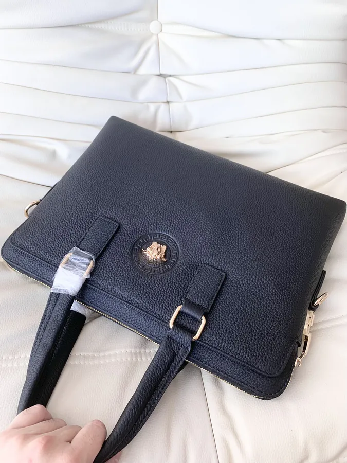 Versace 905 9 Men's Briefcase Premium Leather Crossbody Bag