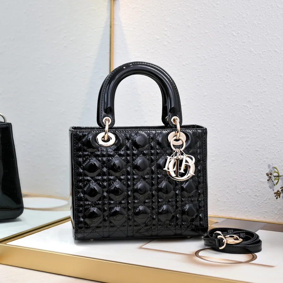 My Lady 200 Five Panel Lacquered Calfskin Crossbody Bag